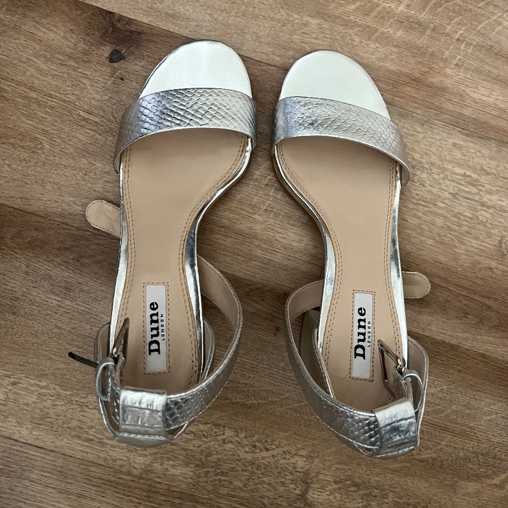 Dune London Silver Motive Sandals